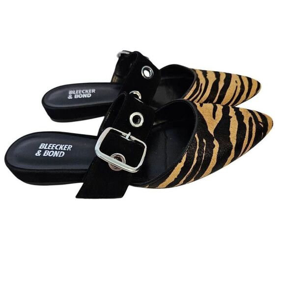 Bleecker & Bond animal print mules with a top strap. Size 6.5. - Picture 2 of 5
